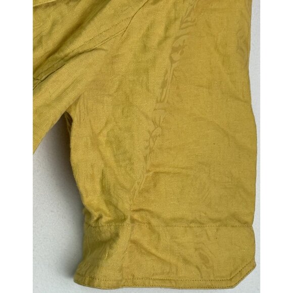 COLDWATER CREEK Lightweight Jacket Blouse 3/4 Sleeve Floral Brocade Yellow Sz 12 - Picture 5 of 11